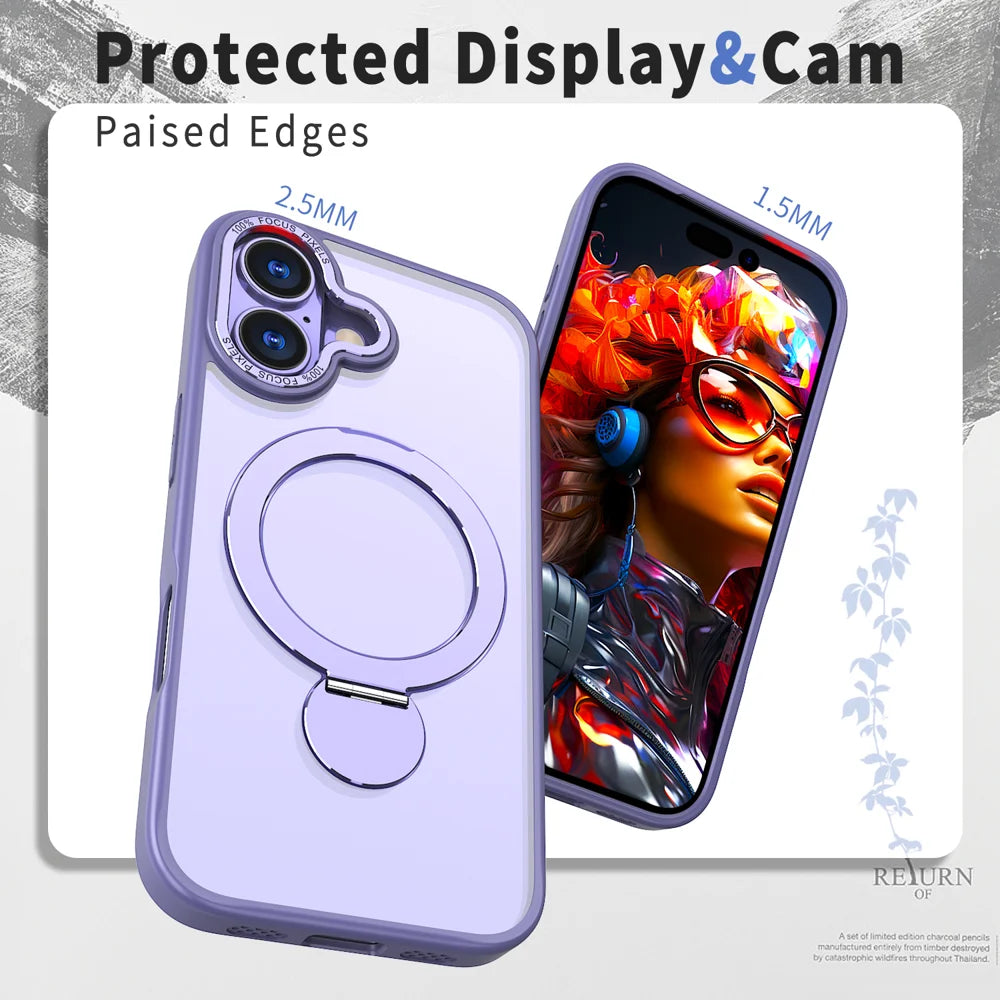 For iPhone 17 Case Rotating Kickstand Skin-touch TPU + PC Phone Cover Compatible with MagSafe - Lilac Purple - 4