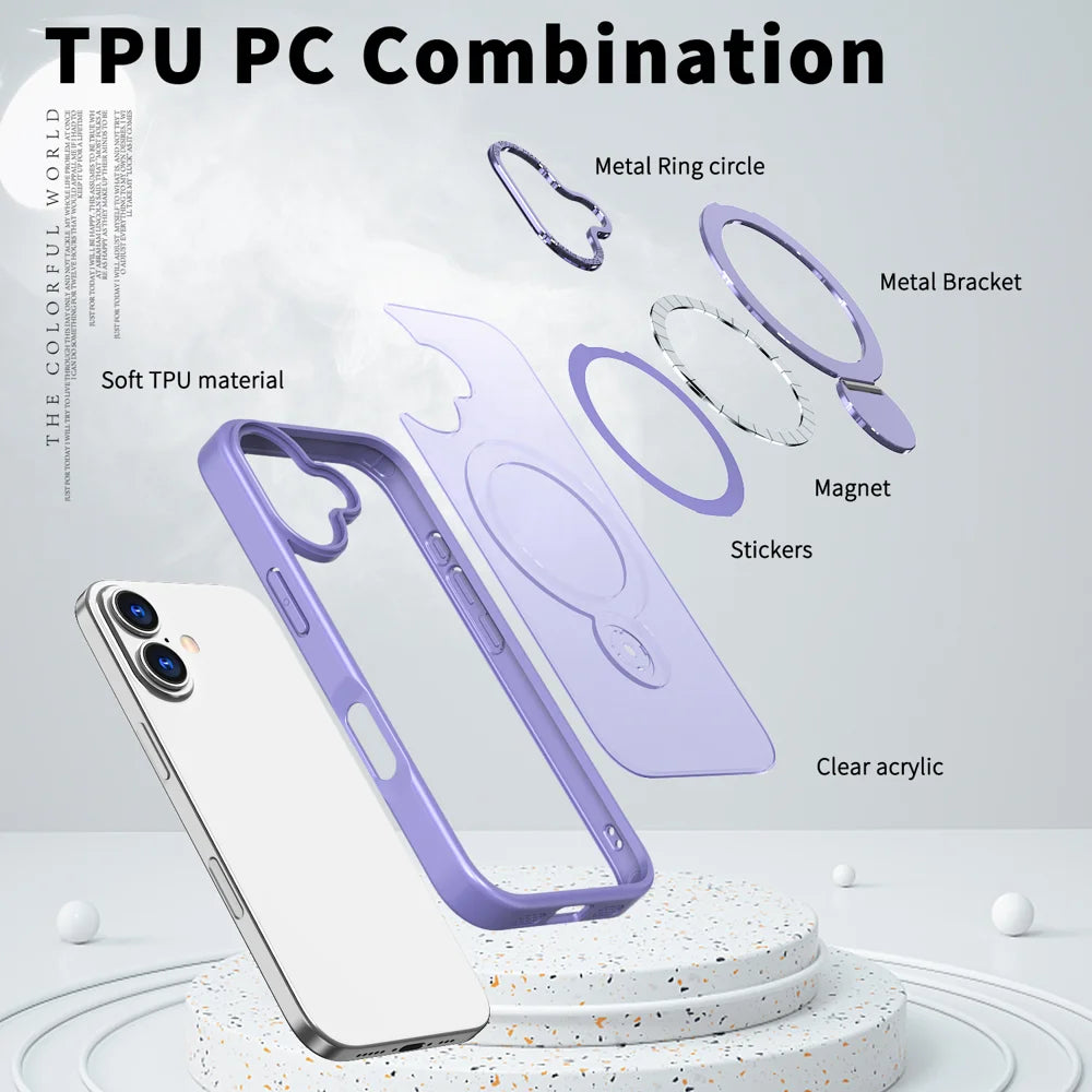 For iPhone 17 Case Rotating Kickstand Skin-touch TPU + PC Phone Cover Compatible with MagSafe - Lilac Purple - 5