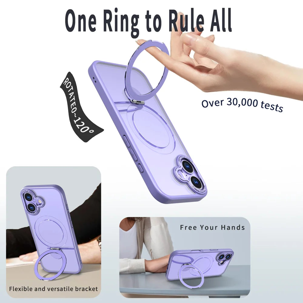 For iPhone 17 Case Rotating Kickstand Skin-touch TPU + PC Phone Cover Compatible with MagSafe - Lilac Purple - 6