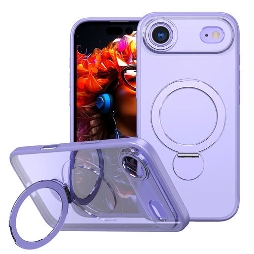 For iPhone Air Case Rotating Kickstand Skin-touch TPU + PC Phone Cover Compatible with MagSafe - Lilac Purple - 1