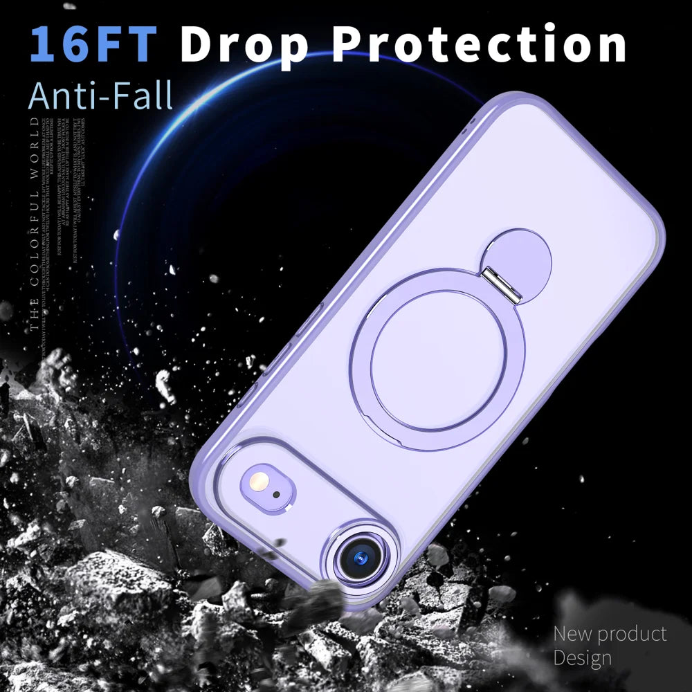 For iPhone Air Case Rotating Kickstand Skin-touch TPU + PC Phone Cover Compatible with MagSafe - Lilac Purple - 3