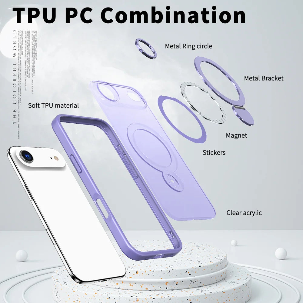 For iPhone Air Case Rotating Kickstand Skin-touch TPU + PC Phone Cover Compatible with MagSafe - Lilac Purple - 5
