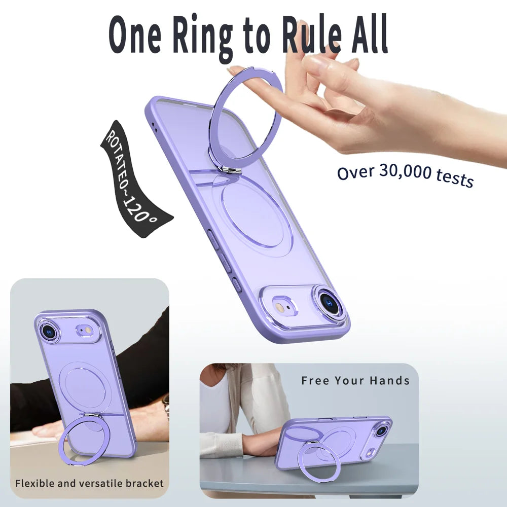 For iPhone Air Case Rotating Kickstand Skin-touch TPU + PC Phone Cover Compatible with MagSafe - Lilac Purple - 6