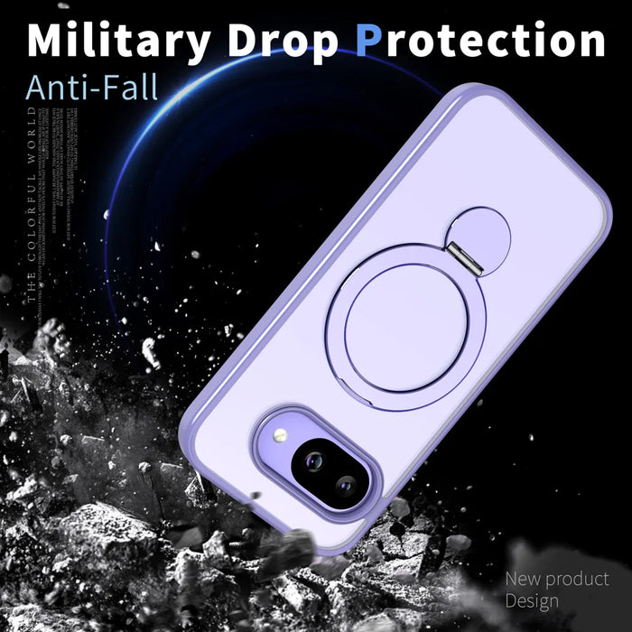 For Google Pixel 9a Case Rotating Kickstand Skin-touch TPU + PC Phone Cover Magnetic Case - Lilac Purple - 3