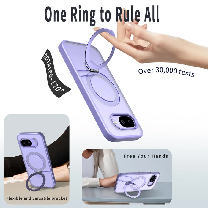 For Google Pixel 9a Case Rotating Kickstand Skin-touch TPU + PC Phone Cover Magnetic Case - Lilac Purple - 6