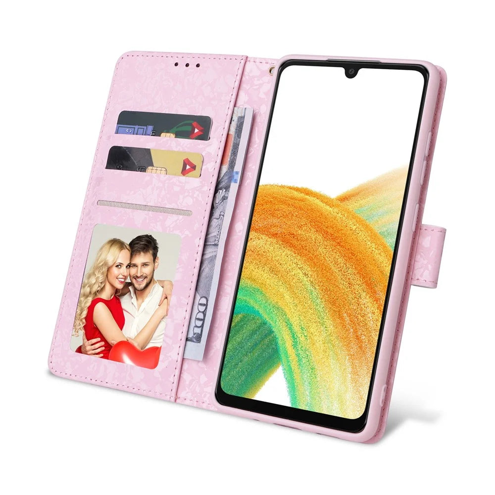 For Samsung Galaxy A53 5G Lacquered PU Leather Case Stand Wallet Full Protection RFID Blocking Phone Cover - Colorful Flower - 3