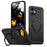 For iPhone 16 Case Compatible with MagSafe TPU + PC Phone Cover with Damping Rotating Stand - Black - 1