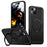 For iPhone 13 Case Compatible with MagSafe TPU + PC Phone Cover with Damping Rotating Stand - Black - 1