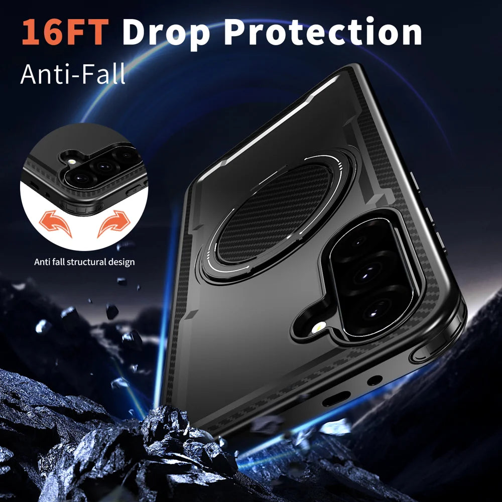 For Samsung Galaxy A56 5G Magnetic Case TPU + PC Phone Cover with Damping Rotating Stand - Black - 3