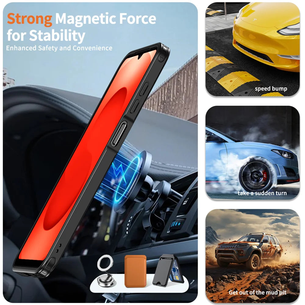 For Samsung Galaxy A26 5G Magnetic Case TPU + PC Phone Cover with Damping Rotating Stand - Black - 2