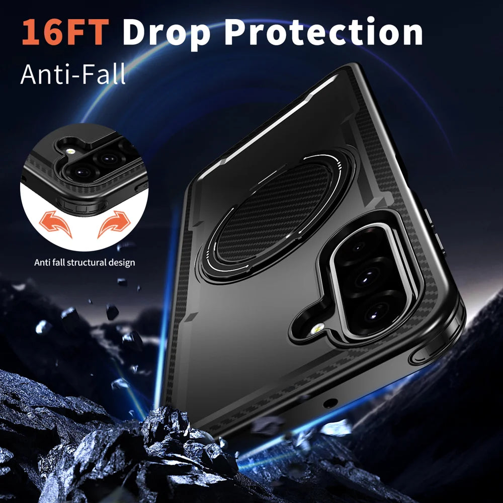 For Samsung Galaxy A26 5G Magnetic Case TPU + PC Phone Cover with Damping Rotating Stand - Black - 3