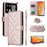 For Cubot P90 Leather Case Stand Wallet Phone Cover with Shoulder / Wrist Strap - Pink - 1