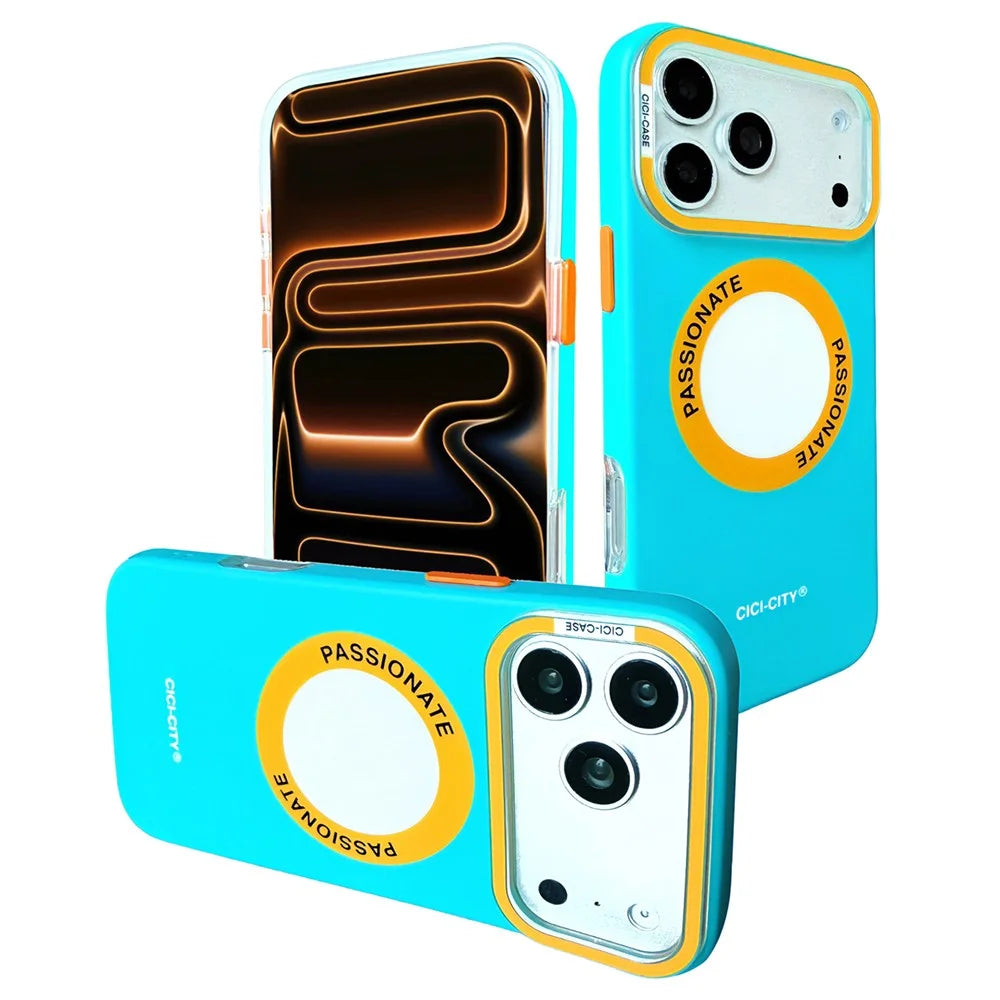 CICI-CITY For iPhone 17 Pro Case Compatible with MagSafe IMD Matte PC + TPU Cover with Detachable Camera Frame - Blue - 2