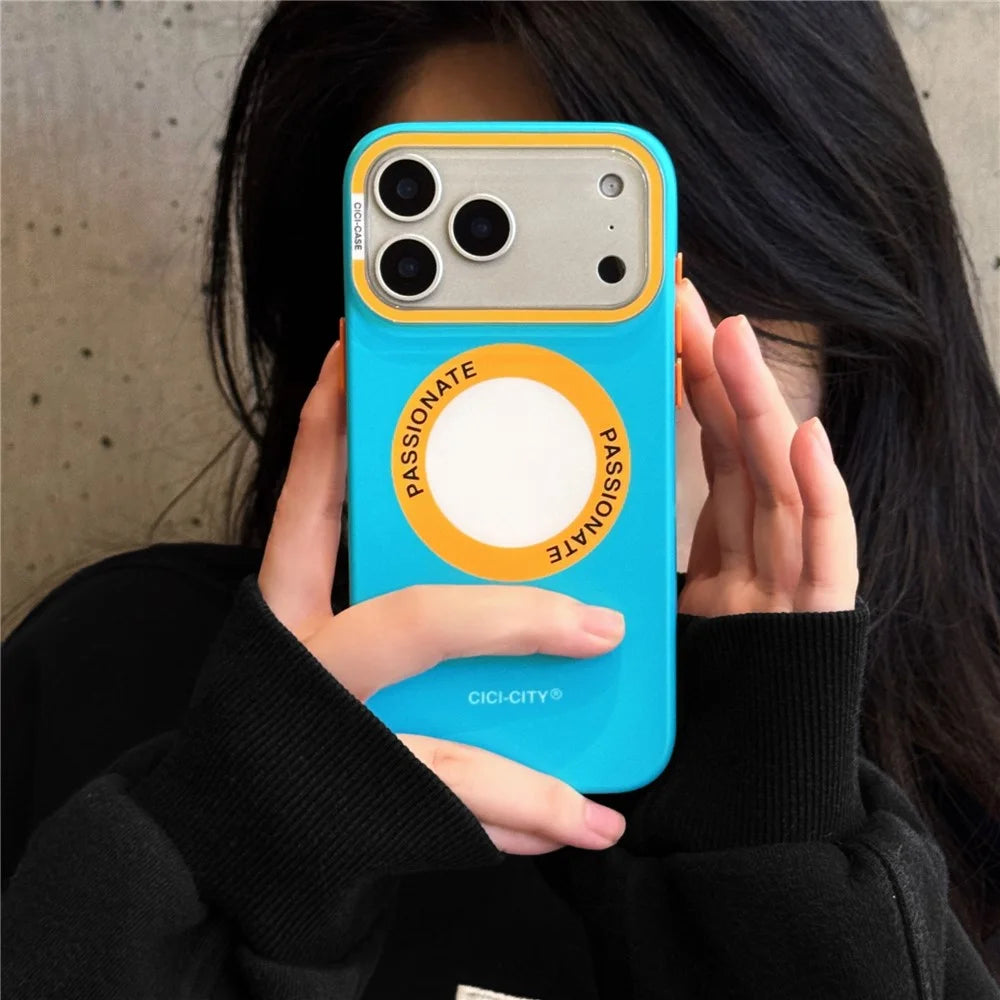 CICI-CITY For iPhone 17 Pro Case Compatible with MagSafe IMD Matte PC + TPU Cover with Detachable Camera Frame - Blue - 3