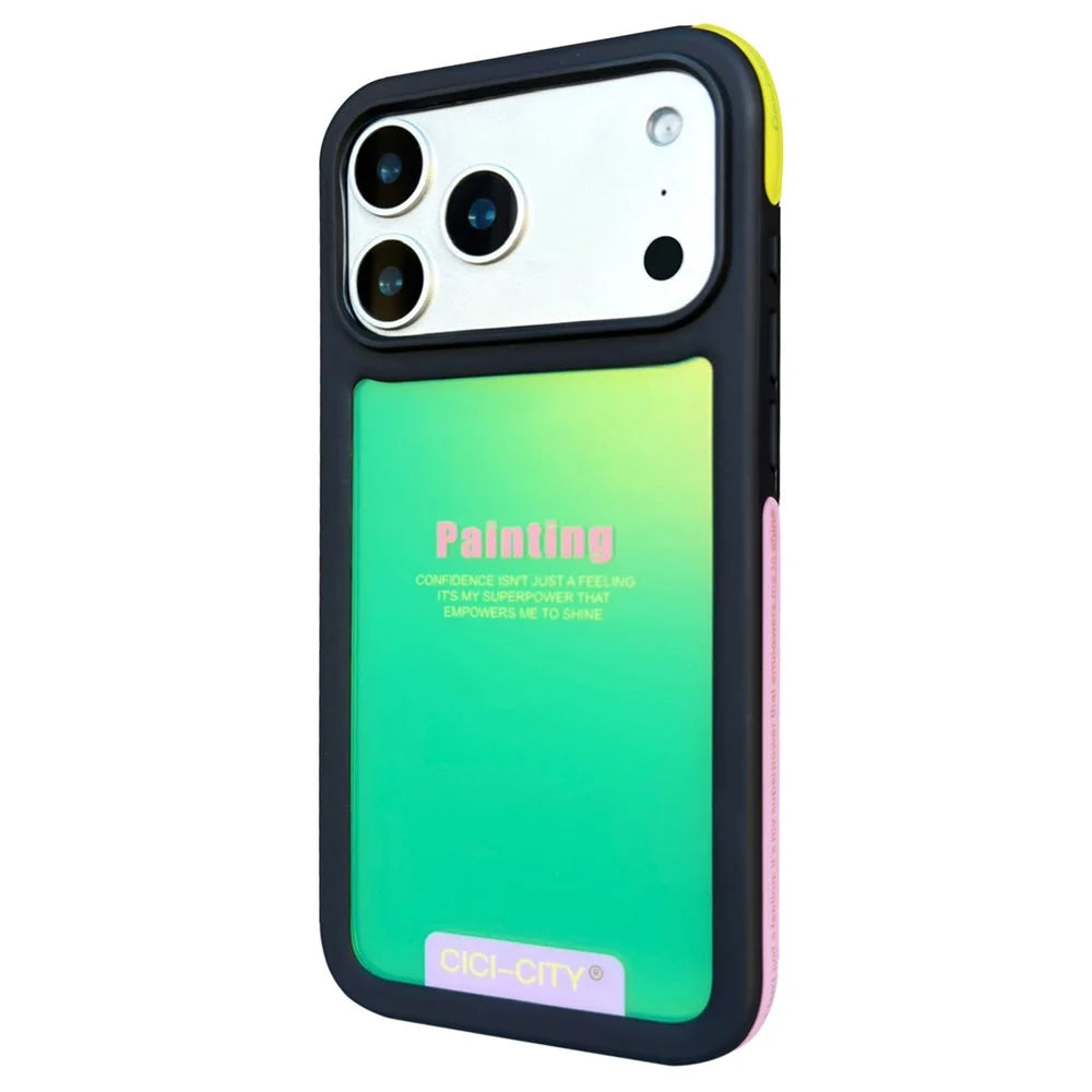 CICI-CITY For iPhone 17 Pro Max IMD Case Dopamine TPU + PC Drop Proof Phone Cover - Black+Apple Green - 1