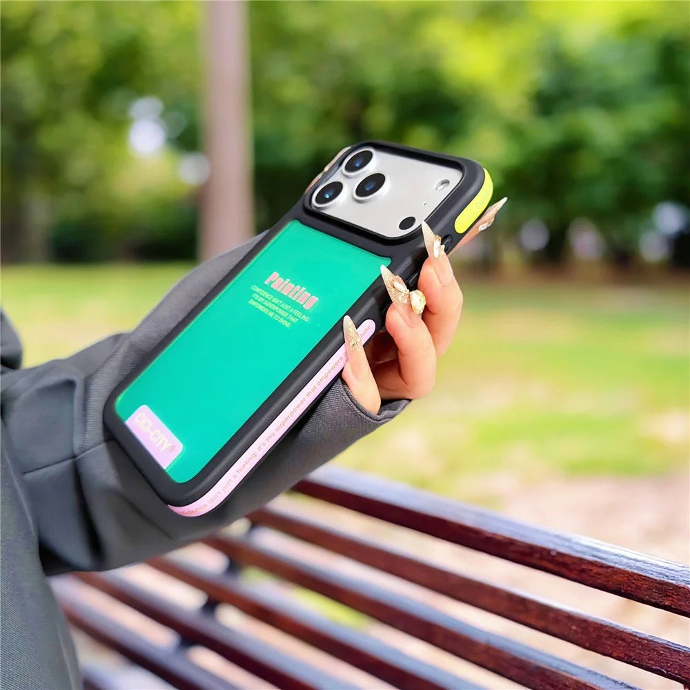 CICI-CITY For iPhone 17 Pro IMD Case Dopamine TPU + PC Drop Proof Phone Cover - Black+Apple Green - 2
