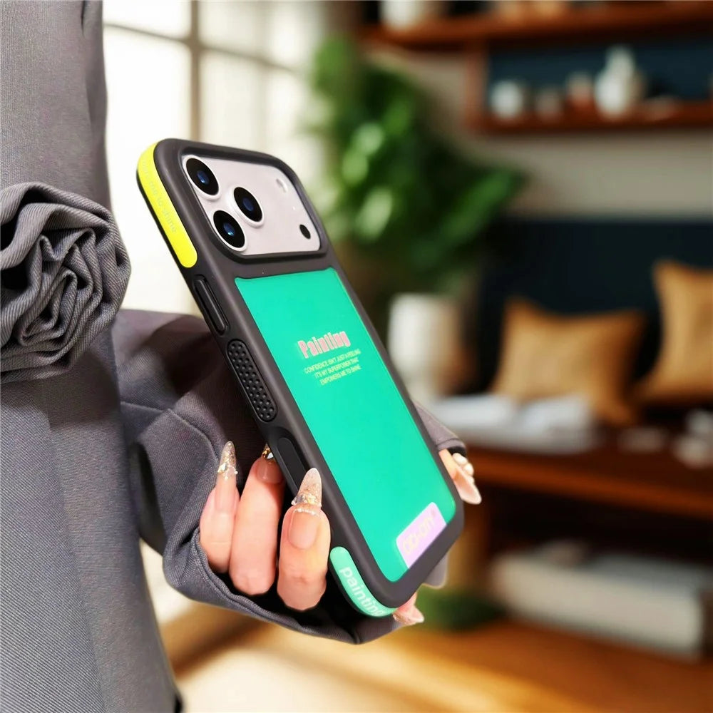 CICI-CITY For iPhone 17 Pro IMD Case Dopamine TPU + PC Drop Proof Phone Cover - Black+Apple Green - 4