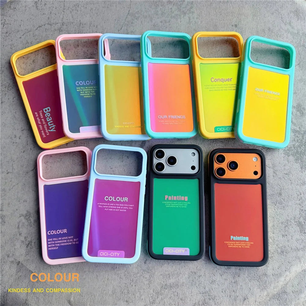CICI-CITY For iPhone 17 Pro IMD Case Dopamine TPU + PC Drop Proof Phone Cover - Black+Apple Green - 6