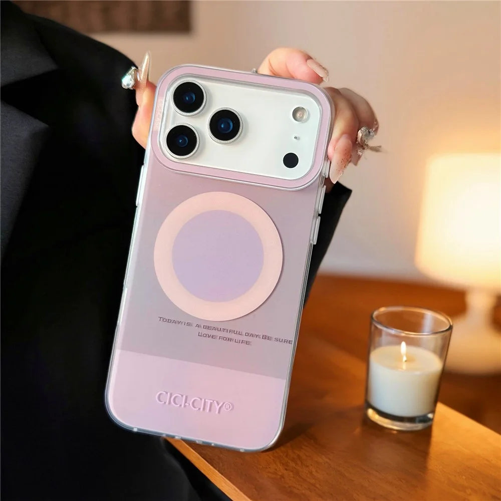 CICI-CITY For iPhone 17 Pro Max Case Compatible with MagSafe Macaron Color IMD PC + TPU Phone Cover - Grey - 2