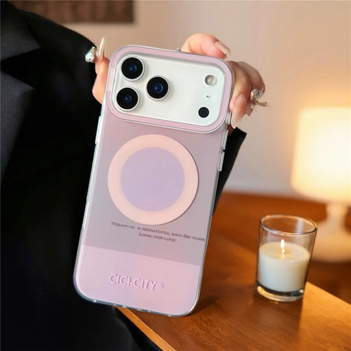 CICI-CITY For iPhone 17 Pro Case Compatible with MagSafe Macaron Color IMD PC + TPU Phone Cover - Grey - 2