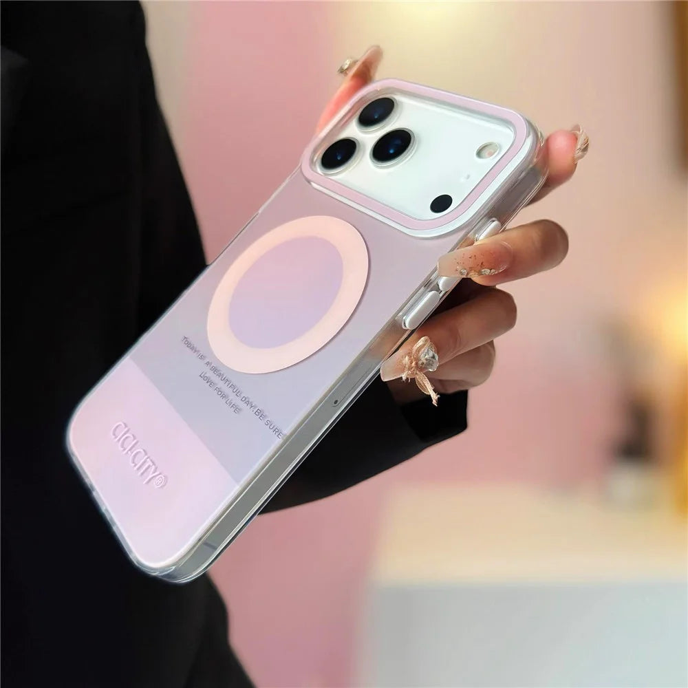 CICI-CITY For iPhone 17 Pro Case Compatible with MagSafe Macaron Color IMD PC + TPU Phone Cover - Grey - 3