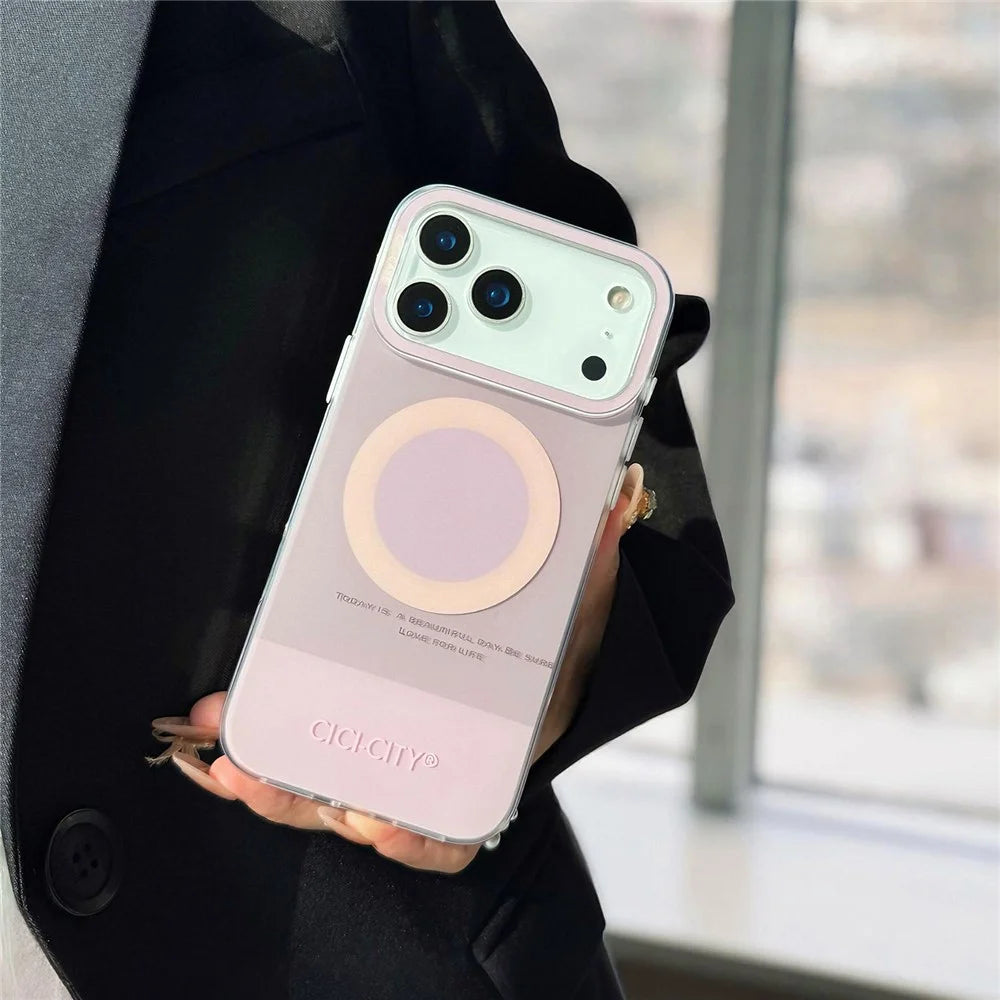CICI-CITY For iPhone 17 Pro Case Compatible with MagSafe Macaron Color IMD PC + TPU Phone Cover - Grey - 4