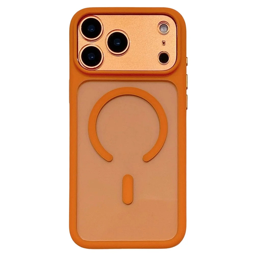 For iPhone 18 Pro / 17 Pro Case Compatible with MagSafe Precise Cutouts 2.5mm Clear PC TPU Phone Cover with AI Button - Orange - 1