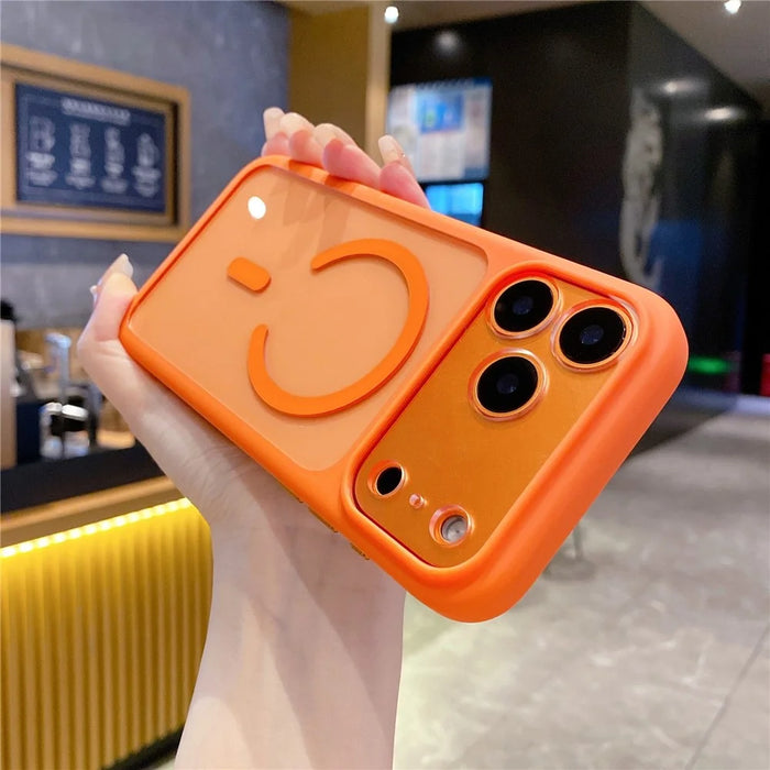 For iPhone 18 Pro Max / 17 Pro Max Case Compatible with MagSafe Precise Cutouts 2.5mm Clear PC TPU Phone Cover with AI Button - Orange - 2