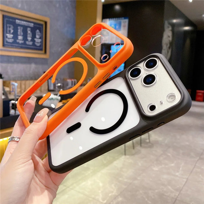 For iPhone 18 Pro Max / 17 Pro Max Case Compatible with MagSafe Precise Cutouts 2.5mm Clear PC TPU Phone Cover with AI Button - Orange - 4