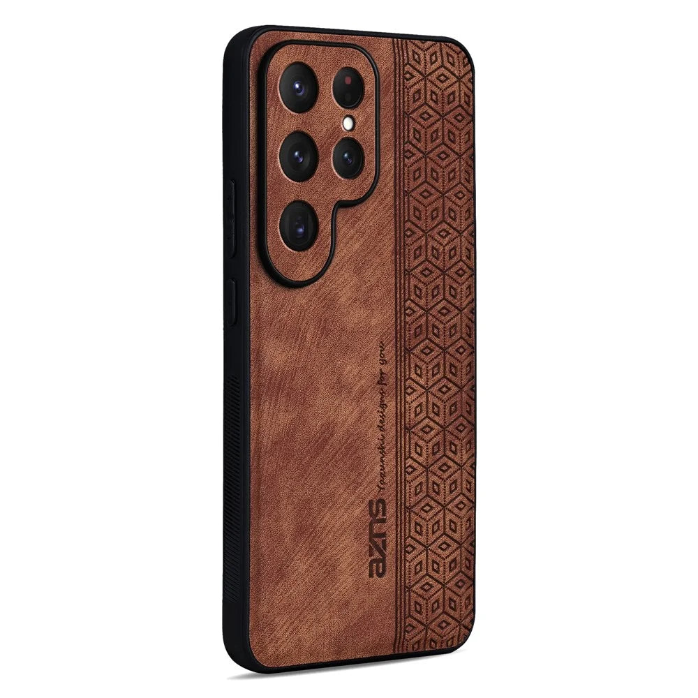 AZNS For Samsung Galaxy S26 Ultra Case PU Leather Covered TPU Phone Protective Cover - Brown - 3
