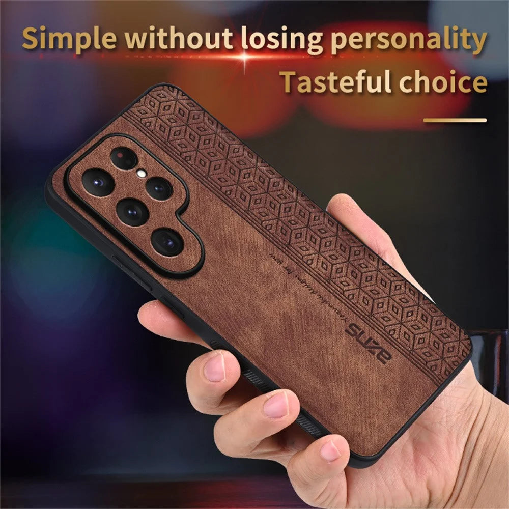 AZNS For Samsung Galaxy S26 Ultra Case PU Leather Covered TPU Phone Protective Cover - Brown - 4