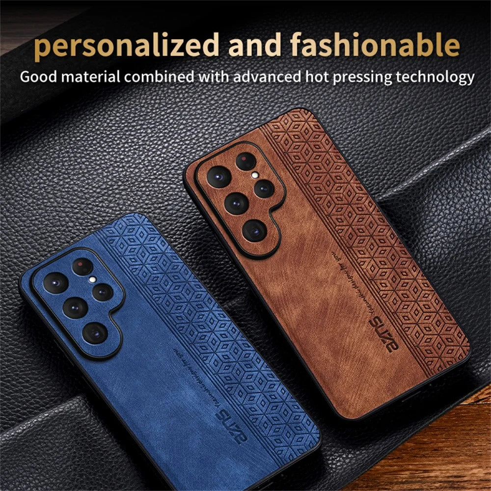 AZNS For Samsung Galaxy S26 Ultra Case PU Leather Covered TPU Phone Protective Cover - Brown - 6