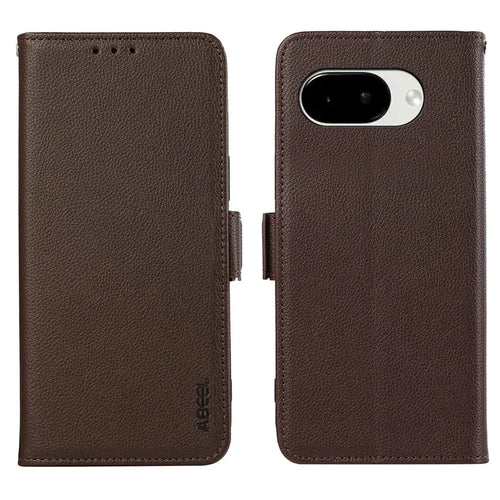 ABEEL For Google Pixel 10a Case Litchi Texture Leather RFID Blocking Phone Cover - Brown - 1