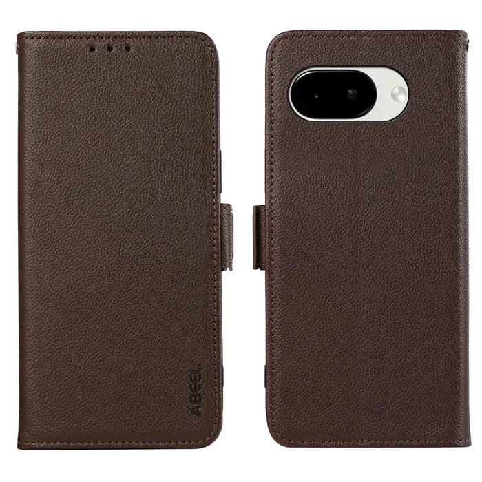 ABEEL For Google Pixel 10a Case Litchi Texture Leather RFID Blocking Phone Cover - Brown - 1