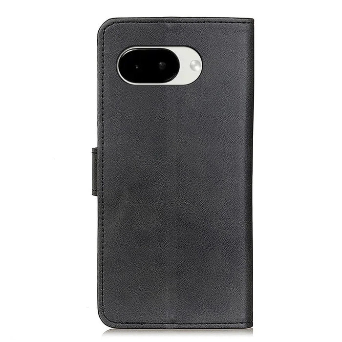 For Google Pixel 10a Case Cowhide Texture Leather Wallet Stand Phone Cover - Black - 7