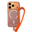 For iPhone 17 Pro Max Case Compatible with MagSafe Corrugated Texture TPU PC Phone Cover with Adjustable Wrist Strap - Orange - 1