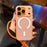 For iPhone 17 Pro Max Case Compatible with MagSafe Corrugated Texture TPU PC Phone Cover with Adjustable Wrist Strap - Orange - 3