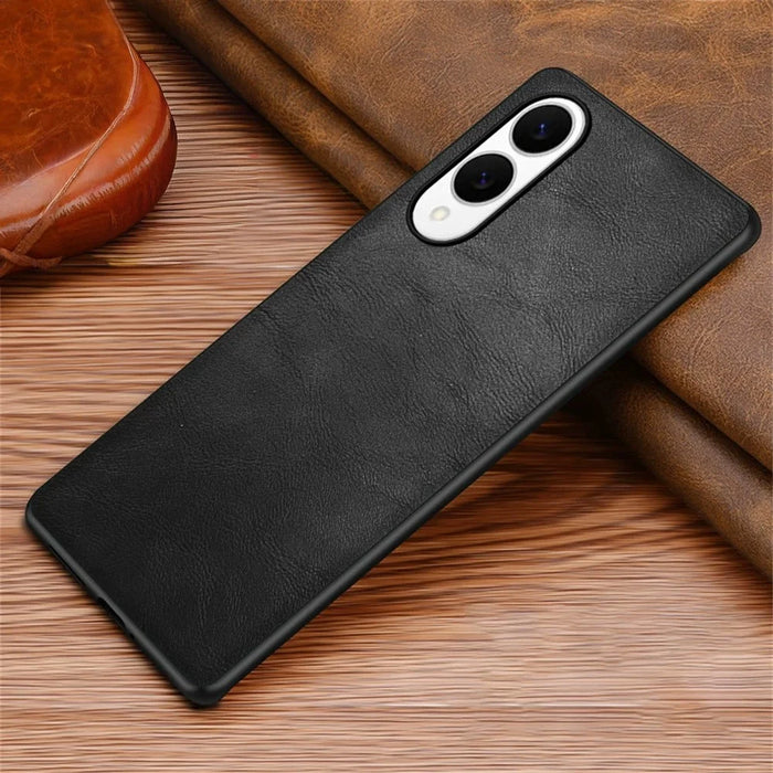 For Samsung Galaxy S25 Edge Case Retro Leather Coated PC + TPU Phone Cover - Black - 5