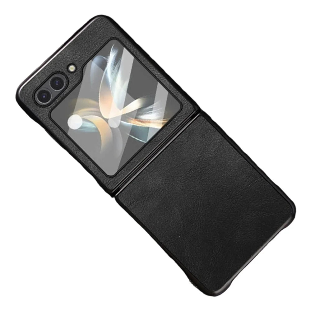 For Samsung Galaxy Z Flip6 5G Case Retro Leather Coated PC + TPU Phone Cover - Black - 1