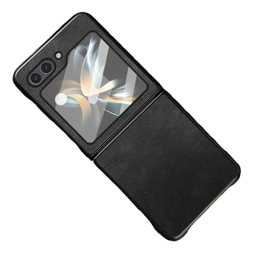For Samsung Galaxy Z Flip6 5G Case Retro Leather Coated PC + TPU Phone Cover - Black - 1