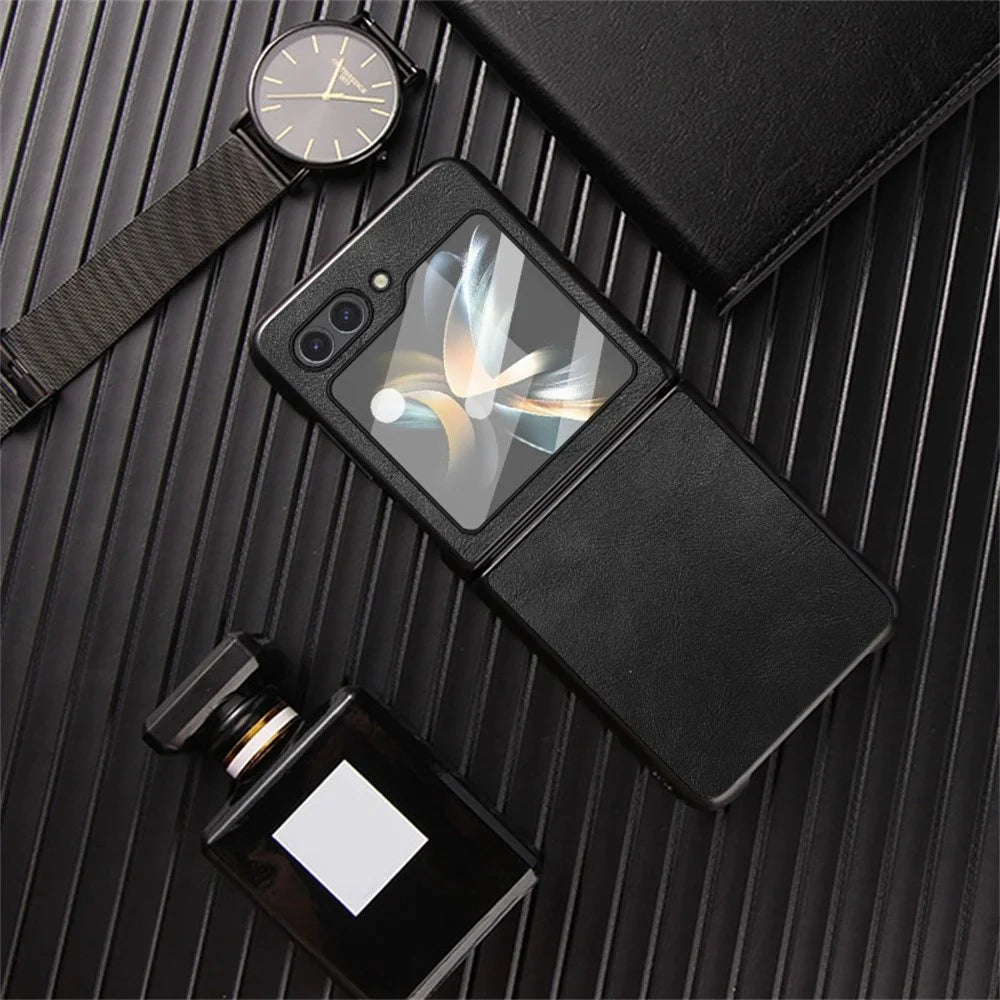 For Samsung Galaxy Z Flip6 5G Case Retro Leather Coated PC + TPU Phone Cover - Black - 4