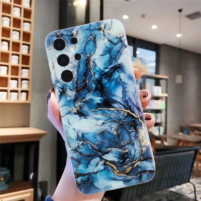 For Samsung Galaxy S26 Ultra Case Marble Pattern Painted TPU Phone Back Cover - Grey - 4