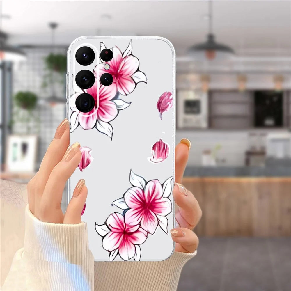 For Samsung Galaxy S26 Ultra Case Soft TPU Pattern Printing Phone Cover - Sakura - 5