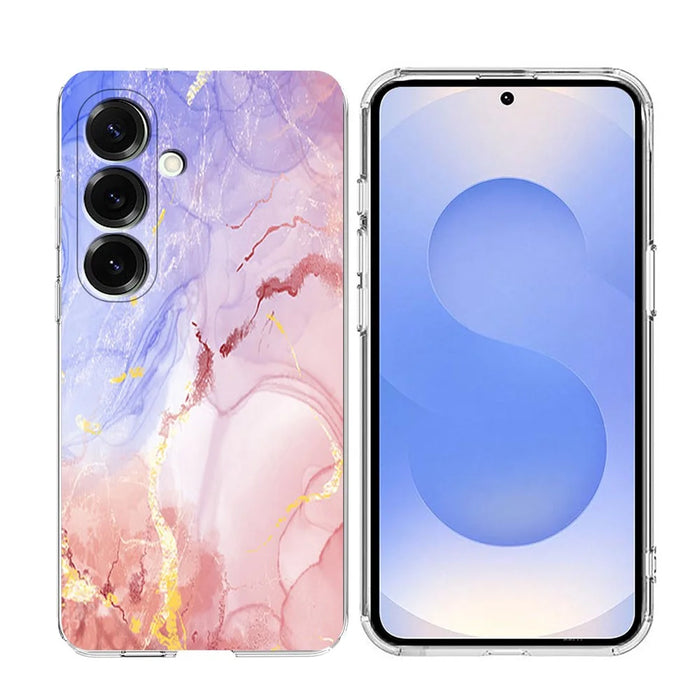 For Samsung Galaxy S26 Case Marble Pattern Printing Soft TPU Phone Cover - Pink - 2