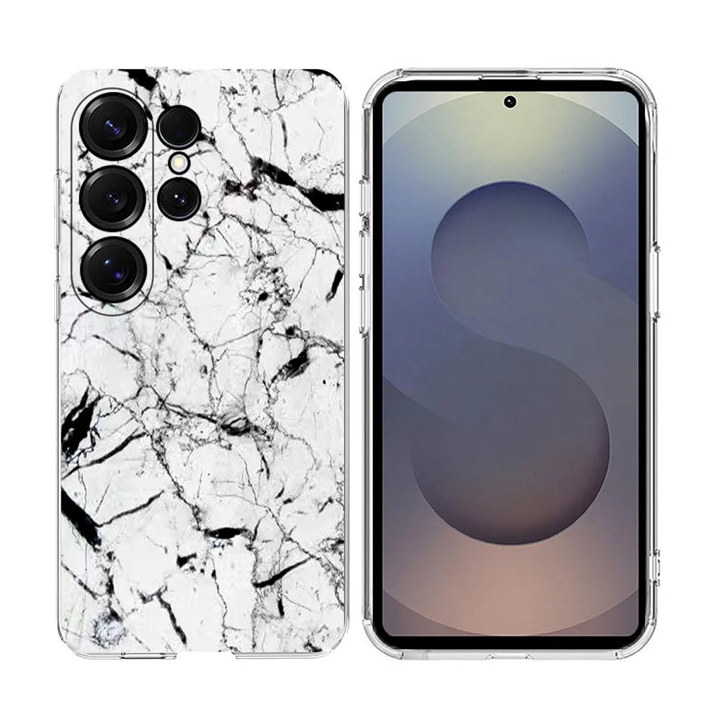 For Samsung Galaxy S26 Ultra Case Marble Pattern Printing Soft TPU Phone Cover - White - 2