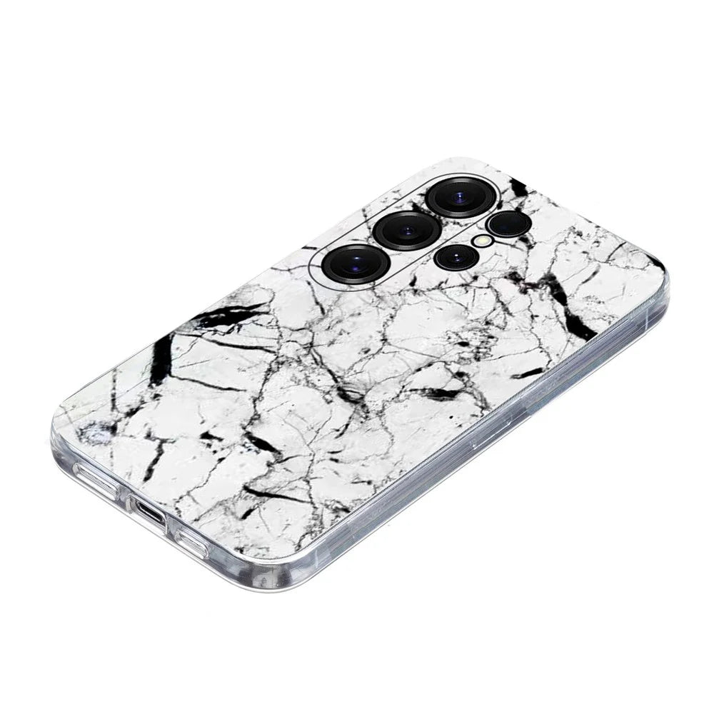 For Samsung Galaxy S26 Ultra Case Marble Pattern Printing Soft TPU Phone Cover - White - 3
