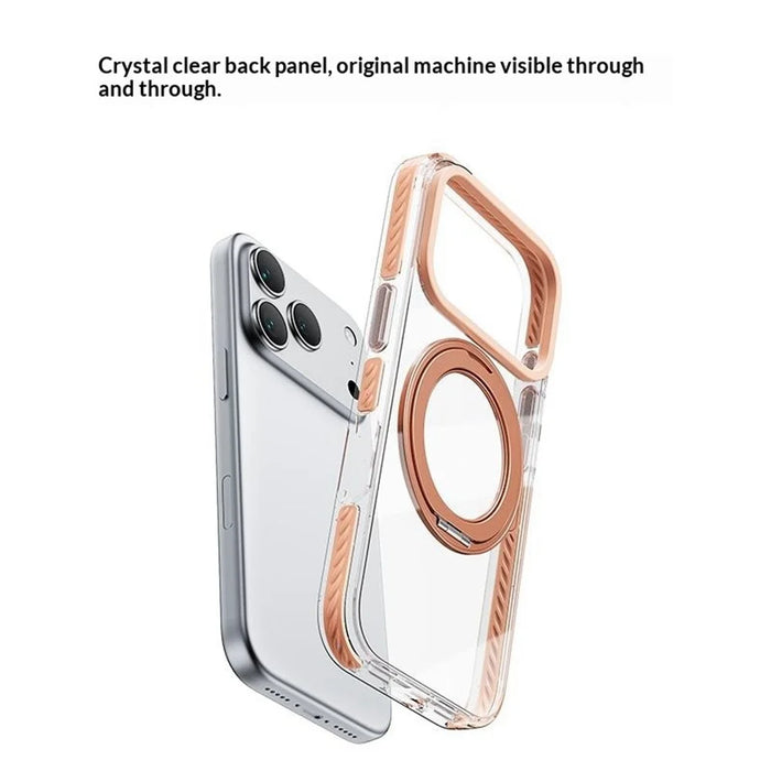 For iPhone 17 Pro Case Rotating Kickstand TPU + TPE Phone Cover Compatible with MagSafe - Orange - 3