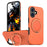 For iPhone 17 Case Compatible with MagSafe TPU + PC Back Cover with Rotating Kickstand - Orange - 1