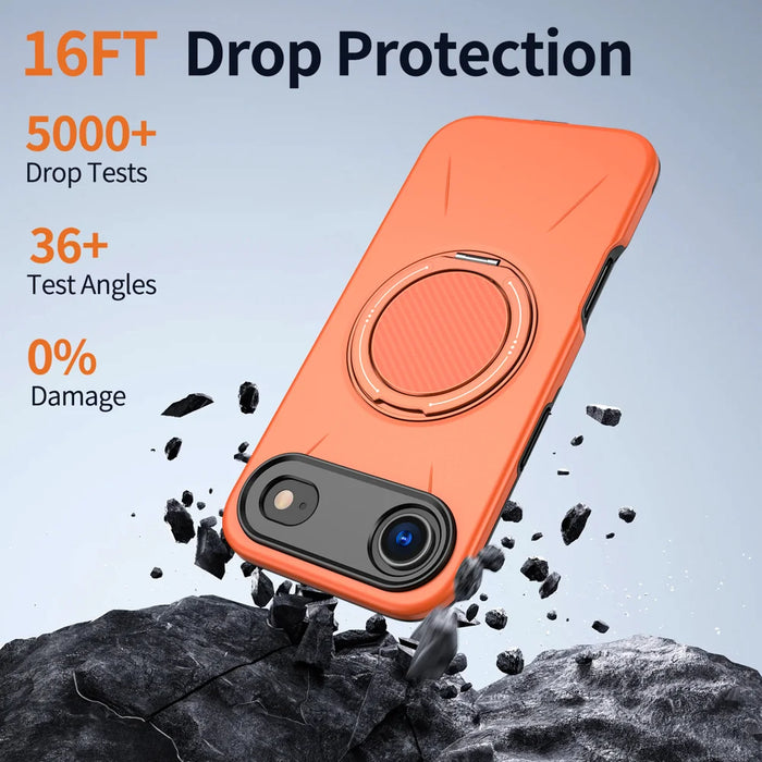 For iPhone Air Case Compatible with MagSafe TPU + PC Back Cover with Rotating Kickstand - Orange - 4