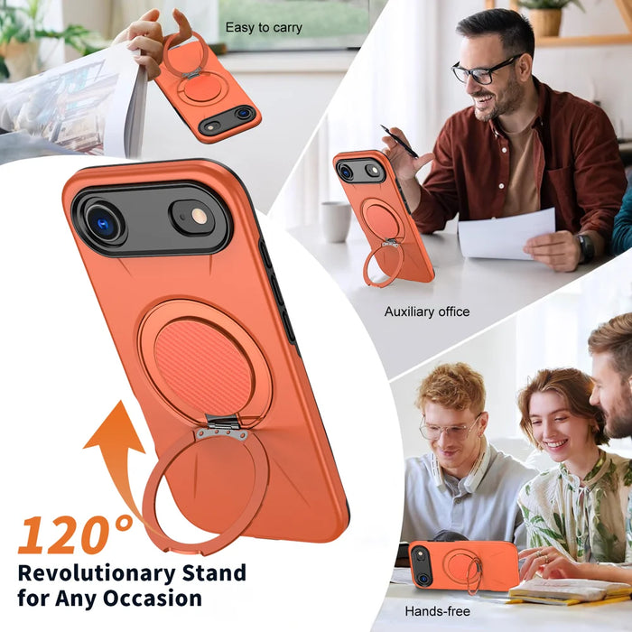 For iPhone Air Case Compatible with MagSafe TPU + PC Back Cover with Rotating Kickstand - Orange - 6